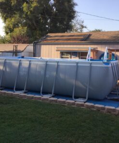 Intex 18ft X 9ft X 52in Ultra Frame Rectangular Pool Set with Sand Filter Pump, Ladder, Ground Cloth & Pool Cover 35 81r4fIB VL