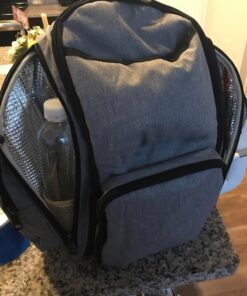 Mancro Diaper Bag Backpack, Large Multifunction Waterproof Travel Baby Changing Bag for Dad Mom with 4 Insulated Pockets and Stroller Straps, Maternity Baby Bag for Boys Girls, Grey Austere Grey 99 81r6sAPiy6L