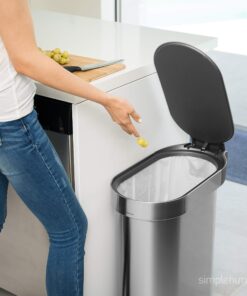 simplehuman 45 Liter / 12 Gallon Slim Hands-Free Kitchen Step Trash Can, Brushed Stainless Steel 27 81r9sgoMW1L