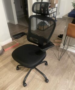 LANDOMIA Ergonomic Office Desk Chair - Mesh Office Chair with Flip up Arms & Adjustable Back Height - Comfortable Computer Task Chairs with Lumbar Support for Heavy People Black 34 81rADwx0vNL