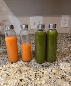 Brieftons Glass Water Bottles With Caps: Clear, 6 Pack, 18 Oz, Leakproof Lids, Premium Soda Lime, Best As Reusable Drinking Bottle, Sauce Jar, Juice Beverage Container, Kefir Kit, With Cleaning Brush 43 81rB4BMeuCL