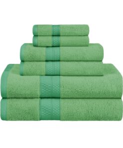 Alternative view of SUPERIOR Rayon from Bamboo Cotton Blend 6 Piece Towel Set, Bathroom, Gym, Spa, Essentials, Includes; 2 Face Towels/Washcloths 13” x 13”, 2 Hand Towels 16” x 30”, 2 Bath Towels 30” x 54”, Spring Green