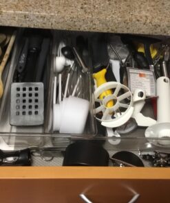 mDesign Plastic Adjustable/Expandable Divided Drawer Storage Organizer with 4 Compartments for Kitchen Pantry, Cupboard, Cabinet, Hold Silverware, Utensils, Cutlery - Ligne Collection - Clear 4 Compartment Expandable Pack of 1 35 81rF7yJFz0L