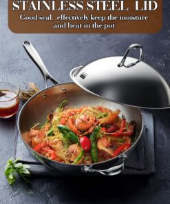 Cooks Standard Wok Multi-Ply Clad Stir Fry Pan, 13" with High Dome lid, Silver 48 81rFKTWITrL