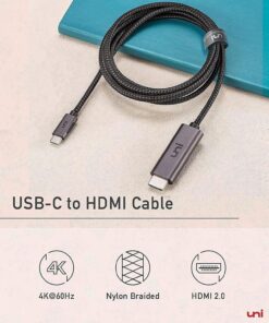 Alternative view of uni USB C to HDMI Cable for Home Office 6ft (4K@60Hz), USB Type C to HDMI Cable, Thunderbolt 4/3 Compatible with iPhone 15 Pro/Max, MacBook Pro/Air 2023, iPad Pro, Surface Book 2, Galaxy S23 Grey 1