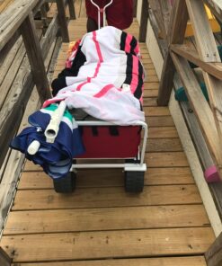 Mac Sports Heavy Duty Collapsible Folding All Terrain Utility Wagon Beach Cart - Red/White 28 81rGndgrJML