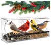 Extra Large Window Bird Feeders for Outside - Clear Bird Feeders for Viewing - Extra Strong Suction Cup Bird Feeder Window - Drainage Holes, Detachable Large Seed Tray, and Rubber Perch for Wild Birds Rectangular 11 81rHlGn7IL