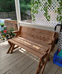 Best Choice Products 2-in-1 Transforming Interchangeable Outdoor Wooden Picnic Table Garden Bench for Backyard, Porch, Patio, Deck w/Umbrella Hole - Natural 47 81rJSwh S L