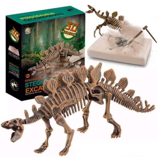 Dig & Discover Dino Stegosaurus Dinosaur Skeleton 3D Fossil Bones Excavation, Science Educational Toy Kit for Kids, Children