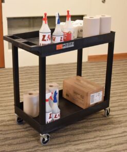 Offex 32" x 18" Mobile Multipurpose Utility Tub Cart with 2 Shelves and Push Handle - Black, Great for Warehouse, Garage and More 18 81rKk23ld7L