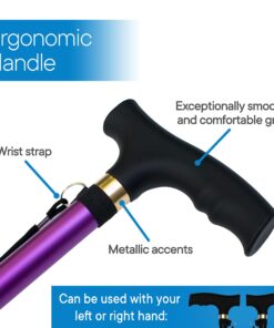 RMS Walking Cane - Adjustable Walking Stick - Lightweight Aluminum Offset Cane with Ergonomic Handle and Wrist Strap - Ideal Daily Living Aid for Limited Mobility Lavender 10 81rNtfsD9sL