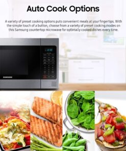 SAMSUNG 1.1 Cu Ft Countertop Microwave Oven w/ Grilling Element, Ceramic Enamel Interior, Auto Cook Options,1000 Watt, MG11H2020CT/AA, Stainless Steel, Black w/ Mirror Finish,15.8"D x 20.4"W x 11.7"H 30 81rOe5zWc7L