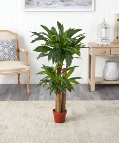 Nearly Natural 6648 4ft. Corn Stalk Dracaena Silk Plant (Real Touch),Green 27 81rPGRDtnmL