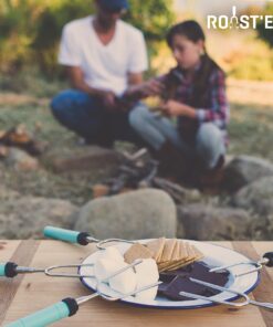 Jolly Green Products Rotating Marshmallow Roasting Sticks | Set of 5 Telescoping Forks - Free Bag | Safe, Fun Smores & Hot Dog Stainless Steel Long Camping Skewers | Campfire BBQ Cookware Accessories 29 81rSsfuo36L