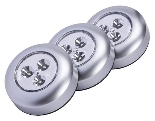 LIGHT IT! By Fulcrum, 30010-301 Stick-On Light, Silver, 3 Pack