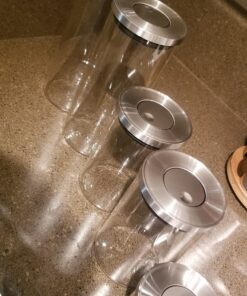 Balchy 5-Piece Canisters Sets with Silicone Seal Borosilicate Glass Jars Vacuum Seal for Tea Coffee Sugar Pop Flour Canister for Kitchen large 43 81rY7naQRjL