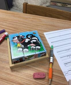 Melissa & Doug Farm Wooden Cube Puzzle With Storage Tray - 6 Puzzles in 1 (16 pcs) - Toddler Animal Puzzle -FSC-Certified Materials, 8.25 x 8.2 x 2.25 34 81rYB7dClaL