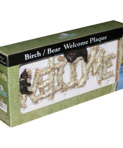 Rivers Edge Products Rustic Welcome Plaque Hanging Sign, Indoor or Outdoor, Poly Resin Welcome Door Hanger Decor for Home, Wall Art, Wall Decor, Front Porch or Entryway, Birch Bear 5 81raTUijkTL