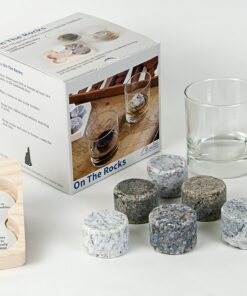 Sea Stones- 9-Piece Set - Full Sized Upcycled Granite Whiskey Chilling Stones- On the Rocks Set Includes 2 Monogrammable Tumblers with Wooden Presentation Tray - Made in the USA with Granite from NH 16 81raaNNGNeL