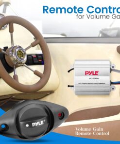 Pyle Hydra Marine Amplifier - Upgraded Elite Series 400 Watt 2 Channel Micro Amplifier - Waterproof, GAIN Level Controls, RCA Stereo Input, 3.5mm Jack & Volume Control (PLMRMP1A) Standard Packaging 18 81razOhsuLL