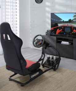 Alternative view of Conquer Racing Simulator Cockpit Driving Seat Reclinable with Gear Shifter Mount Red
