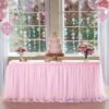Suppromo 6ft Pink Tulle Table Skirt Baby Shower Tablecloth for Rectangle Tables or Round Tables Pink Ruffle Tutu Table Skirts for Princess Girls Birthday Party Cake Dessert Table Decorations L6(ft)*H 30in 47 81reyC90mL