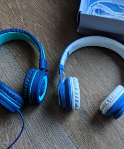 Kids Headphones - noot products K11 Foldable Stereo Tangle-Free 3.5mm Jack Wired Cord On-Ear Headset for Children/Teens/Boys/Girls/Smartphones/School/Kindle/Airplane Travel/Plane/Tablet (Navy/Teal) Navy/Teal 51 81rfYfMlnCL