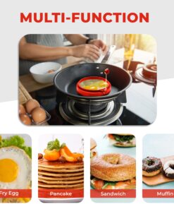 PROFESSIONAL Silicone Egg Ring, Pancake mold Best egg mold for breakfast sandwiches, Omelets and More, Nonstick Mold Ring, Round Red (Pack of 4) and free e-book by ABAM 29 81rfcao6BmL