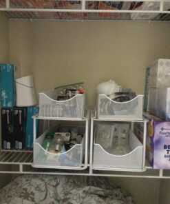 Sorbus 2 Tier Under Sink Bathroom Organizers and Storage, Strong Steel Mesh Sliding Drawers for Enhanced Bathroom Storage Ideal Bathroom Organization and Storage & Under Kitchen Sink Organizer (White) White 38 81rhJqiTpRL 1