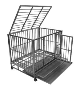Alternative view of SmithBuilt 48" Extra Large Heavy-Duty Dog Crate Cage - XL Two-Door Indoor Outdoor Pet & Animal Kennel with Tray - Gray 48.0"L x 33.0"W x 37.0"H Silver