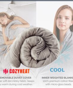 Degrees of Comfort Washable Weighted Blanket with Removable Cover Twin Size, 1 x Cozyheat Minky Plush Cover Included, Micro Glass Beads Technology, 48x72 15 lbs Grey 48x72" 15lbs Grey | 1 Cover 20 81rltrV2iL