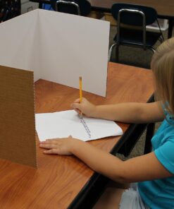 Flipside Products 24 Pack White Study Carrels, 12”x48” Privacy Boards, Student Privacy and Focus Booth for The Classroom, Desk Divider Cubby for Tests, Made in USA 12 81rmd Nd2bL