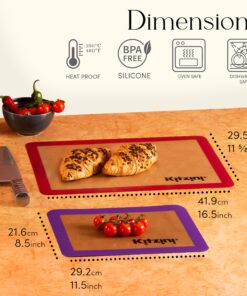 Kitzini Silicone Baking Mat Set. Non-Stick Silicone Mats for Baking. BPA Free Baking Sheets. Professional Grade Silicon Baking Sheet. INCL. 2 Half Sheets & 1 Quarter Silicone Baking Mats 2 Half & 1 Quarter Baking Sheets 24 81ron51KeFL