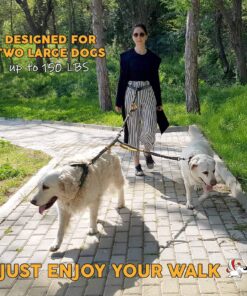 Exquisite Double Running Waist Leash for Large Dogs | Retractable Dog Leash 2 Dogs | Hands Free Leash for for Large Dogs | Two Dog Leash for Large Dogs | Leash for Big Dogs | HandsFree Dog Leash Khaki & Orange Two Large Dogs (35-150 lbs each) 21 81rpYwtqpkL 1