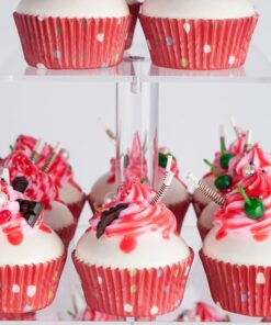 YestBuy 4 Tier Acrylic Cupcake Stand, Premium Cupcake Holder, Acrylic Cupcake Tower Display Cady Bar Party Décor – Display for Pastry(4.7" Between 2 Layers)… 4 Tier Square (4.7" between 2 layers) Clear 22 81rvNYCeLL