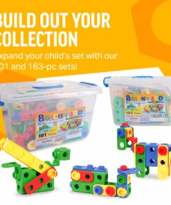Brickyard Building Blocks STEM Toys - Educational Building Toys for Kids Ages 4-8 with 163 Pieces, Tools, Design Guide and Toy Storage Box, Gift for Boys & Girls 163 Piece 34 81rw uTv1QL