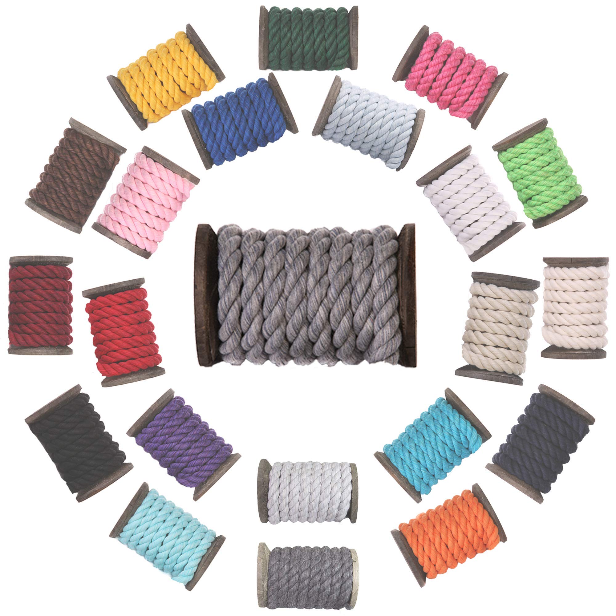 Ravenox Natural Twisted Cotton Rope | Made in The USA | Strong Triple-Strand Cordage for Sports, Décor, Pet Toys, Crafts, Macramé & Indoor Outdoor Use| by The Foot & Diameter (Multiple Color) Gray 1/4 Inch x 50 Feet 3 Ravenox Natural Twisted Cotton Rope | Made in The USA | Strong Triple-Strand Cordage for Sports, Décor, Pet Toys, Crafts, Macramé & Indoor Outdoor Use| by The Foot & Diameter (Multiple Color) Gray 1/4 Inch x 50 Feet - Image 3