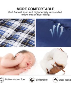 REDCAMP Cotton Flannel Sleeping Bag for Camping Backpacking, Adults Cold Weather Envelope Sleeping Bags with 2/3/4lbs Filling Blue with 2lbs filling 24 81ryvuctXSL