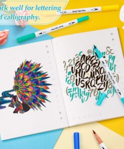 Journal Calligraphy Art Markers, 48 Colors Dual Tip Brush Pens with Fineliner Tip for Adult Coloring Books Drawing At School Home Office by Smart Color Art 31 81ryyabMeHL