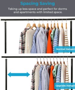 JS HANGER Lightweight Non Slip Wooden Hangers - 10 Pack Heavy Duty Wood Coat Hangers with Soft Stripes for Camisole, Jacket, Dress Clothes, Sweater, Natural Finish 26 81s0Yf2tU S