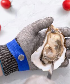 ARCLIBER Level 9 Cut Resistant Glove Stainless Steel Wire Metal Mesh Butcher Glove for Meat Cutting Oyster Shucking Chopping and Peeling Large (Pack of 1) Blue Strap 10 81s1dk OD8L