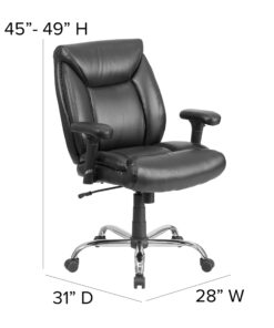Flash Furniture Big & Tall Office Chair | Black Leather Swivel Executive Desk Chair with Wheels Black Leathersoft 20 81s2HgVfd4L
