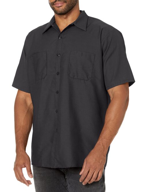 Red Kap Men's Short Sleeve Industrial Work Shirt Large Black