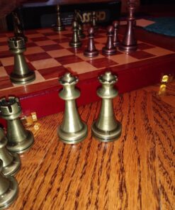 Agirlgle Retro Metal Chess Set with Folding Wooden Chess Board and Classic Handmade Standard Pieces Metal Chess Set for Kids Adult 50 81s5T4Z3LhL