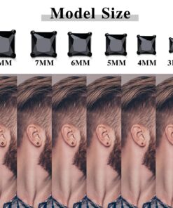 Jstyle Stainless Steel Black Stud Earrings for Men Women 20G Cubic Zirconia Black Earrings Studs for Sensitive Ears Hypoallergenic CZ Surgical Steel Earrings Pierced 3-8mm 3.0 Millimeters 10 81s6awS7fzS