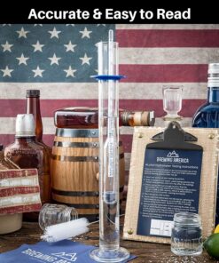 Hydrometer Alcohol Meter Test Kit: Distilled Alcohol American-Made 0-200 Proof Pro Series Traceable Alcoholmeter Tester Set with Glass Jar for Proofing Distilled Spirits - Made in America 21 81s7XQXH4DL
