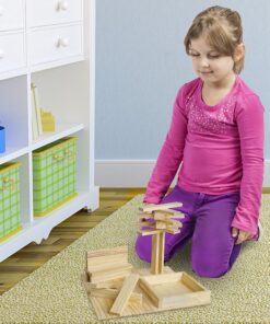 Imagination Generation Constructables! Pine Wood Building Planks, 150 Pieces - Educational Tinker Toys for Kids & Teens - STEM Stacking Blocks for Boys & Girls - Wooden Playset for Learning 14 81s92Iqp kL