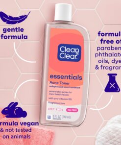 Clean & Clear Essentials Oil-Free Deep Cleaning Face Astringent with 2% Salicylic Acid Acne Medication for All Skin Types, Facial Astringent to Treat & Help Prevent Pimples, 8 fl. oz 22 81s92ZkPq0L 1