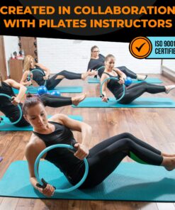 Pilates Ring Circle, Fitness Ring Magic Circle Pilates Ring 13 Inch, Inner Thigh Exercise Equipment for Women, Thigh Master Pilates Equipment for Home Workout, Pelvic Floor Muscle Trainer Power Kit Turquoise (For Heights 5'0" - 5'9") 16 81sAjeRTo2L