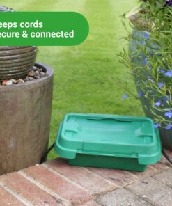 SOCKiTBOX – The Original Weatherproof Connection Box – Indoor & Outdoor Electrical Power Cord Enclosure for Timers, Extension Cables, Holiday Lights, Power Tools, Fountains & More – Size Small – Green 26 81sB7g1EEcL